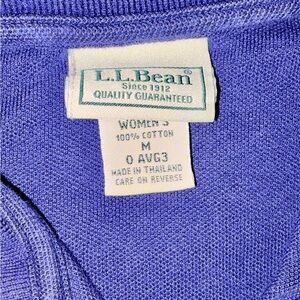 L.L. Bean Women's Cotton Knit in Navy Blue with white stripe on collar